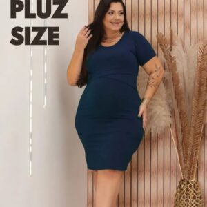 Vestido Antônia Canelado  Plus Size Gestação e Amamentação