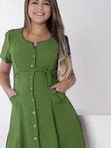 Vestido Crepe Madame meia coxa amamentar