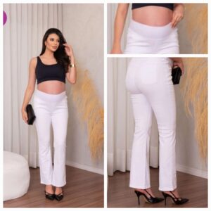 Calça Fabiana Flare Sarja branca
